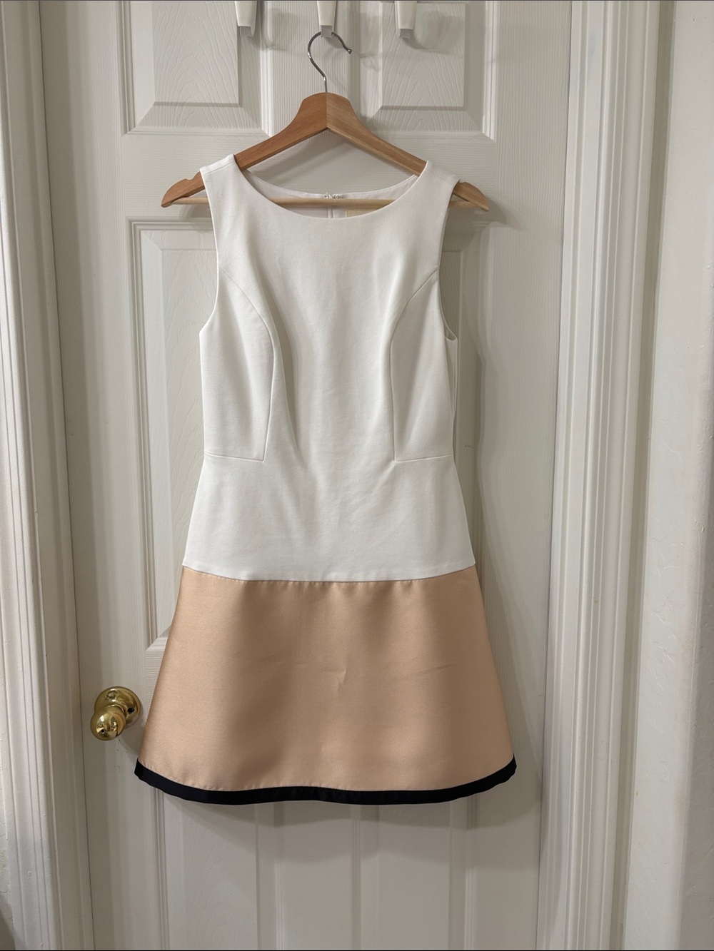Maeve White and Beige Colorblock Cocktail Dress